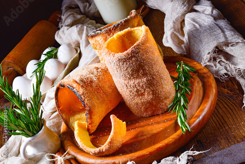 Trdelnik is a traditional pastry originating from Slovakia and the Czech Republic photo