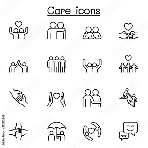 Friend icon set in thin line style