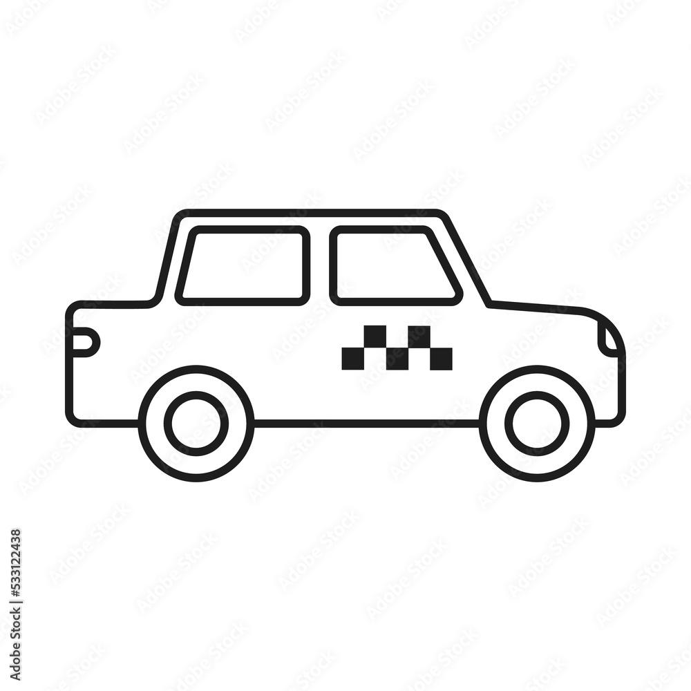 Taxi line icon. Monochrome illustration