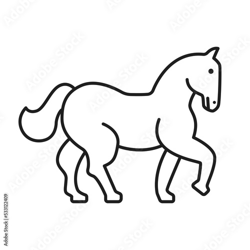 Horse line icon. Monochrome illustration