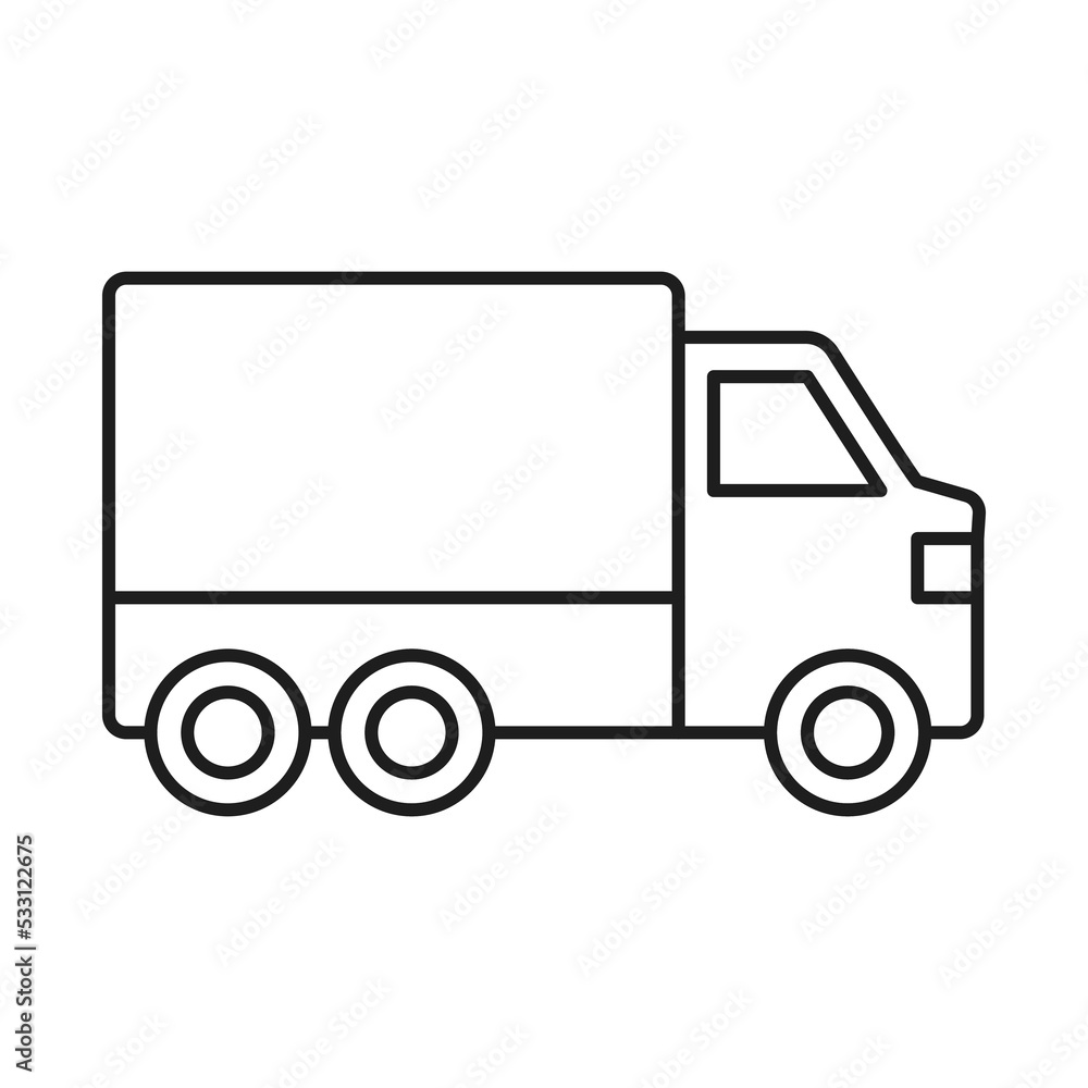 Truck line icon. Monochrome illustration
