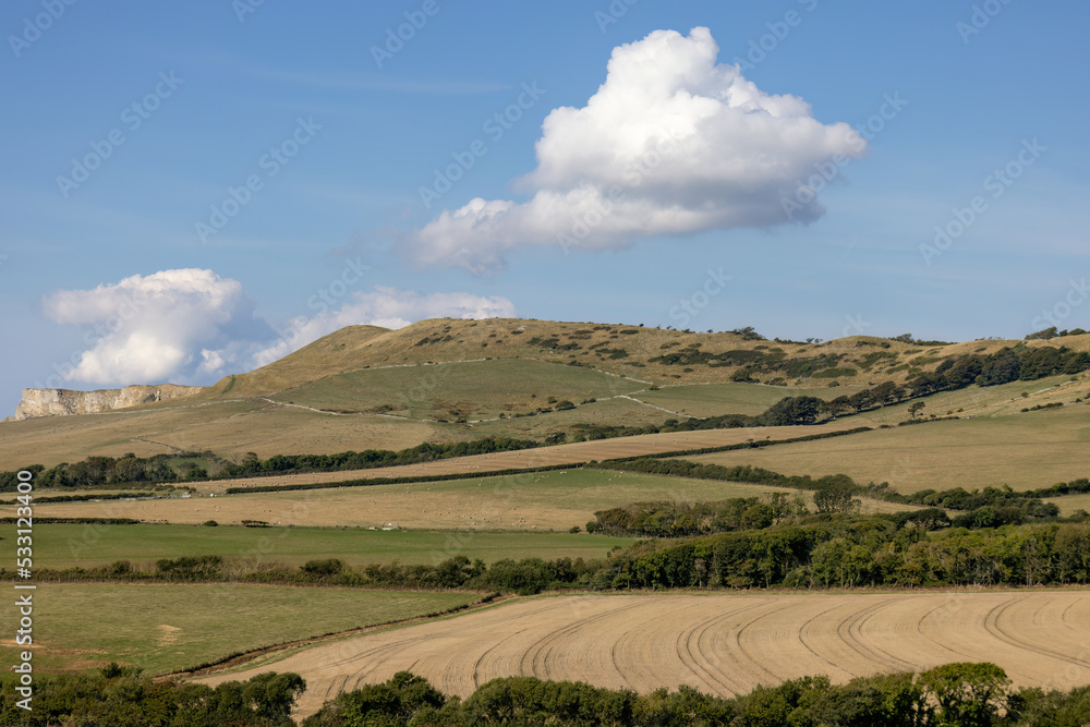 View of the landscape at Kimmeridge Bay on the Isle of Purbeck in Dorset
