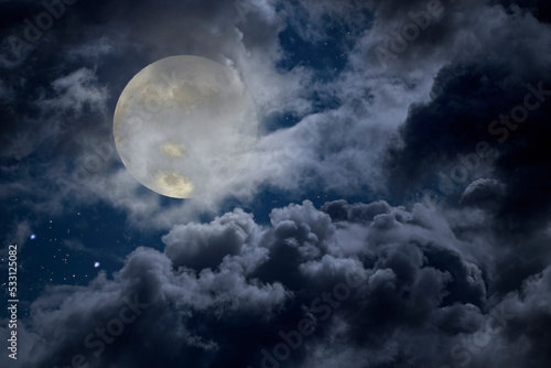 Tela Dramatic full moon night
