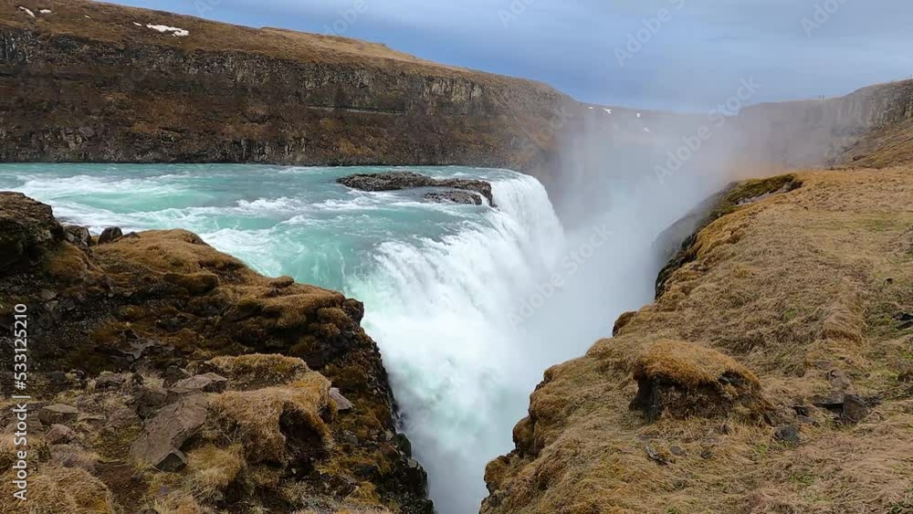 Gullfoss, Golden Falls waterfall, located in the canyon of the Hvítá river in southwest Iceland, 4K video. Gullfoss, Golden Falls waterfall, located in the canyon of the Hvítá river in southwest Iceland, 4K video.