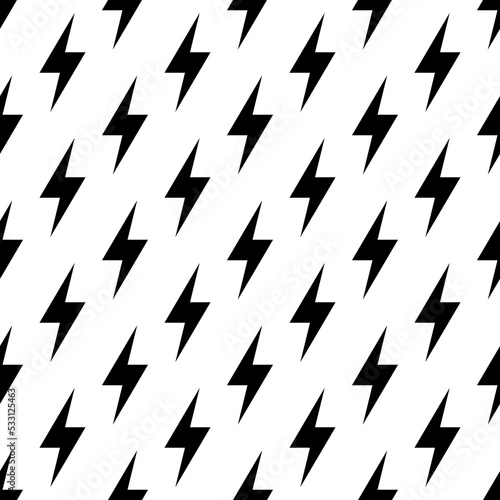 Lightning bolts, thunderbolts seamless pattern vector illustration.