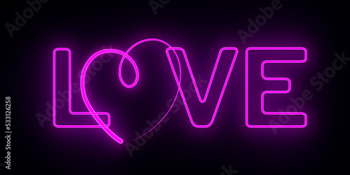 Neon red love on black back...