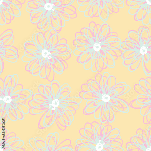 Seamless fabric of floral Line Pattern Vector, like ornament vector. Suit for package design, wallpaper, fashion print.