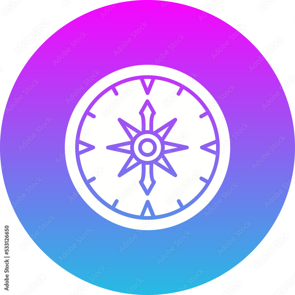 Compass Gradient Circle Glyph Inverted Icon