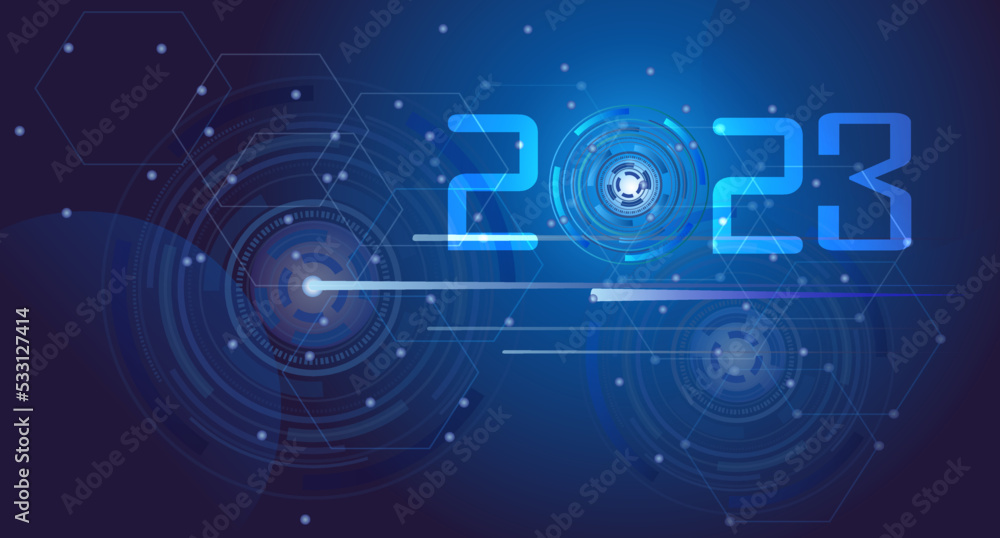 Abstract technology background Hi-tech communication in 2023 concept innovation background vector