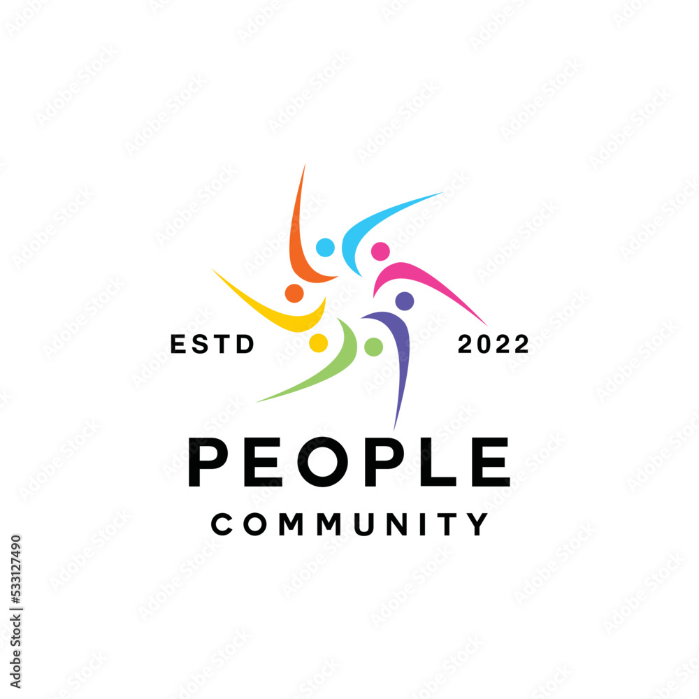 Colorful circle People Logo vector design graphic emblem