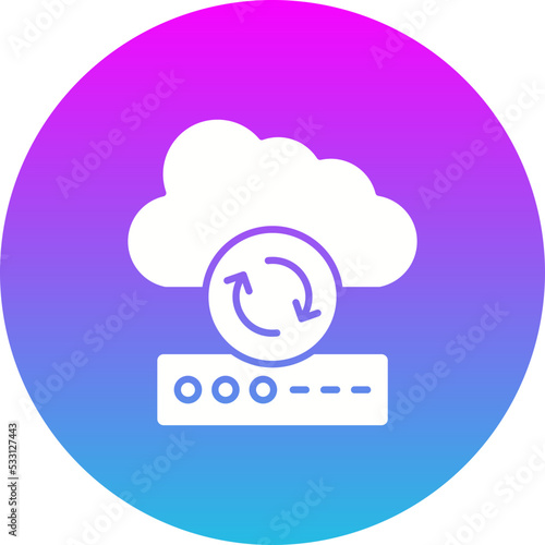 Cloud Sync Gradient Circle Glyph Inverted Icon
