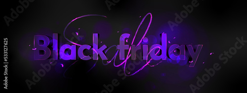 Black friday banners with lights 3d text