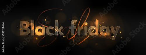Black friday banners with lights  3d text photo