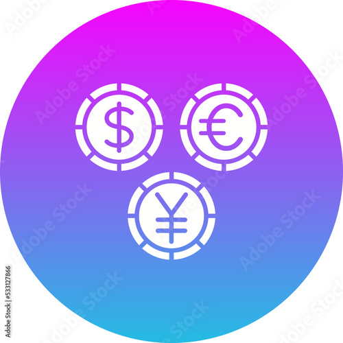 Currencies Gradient Circle Glyph Inverted Icon