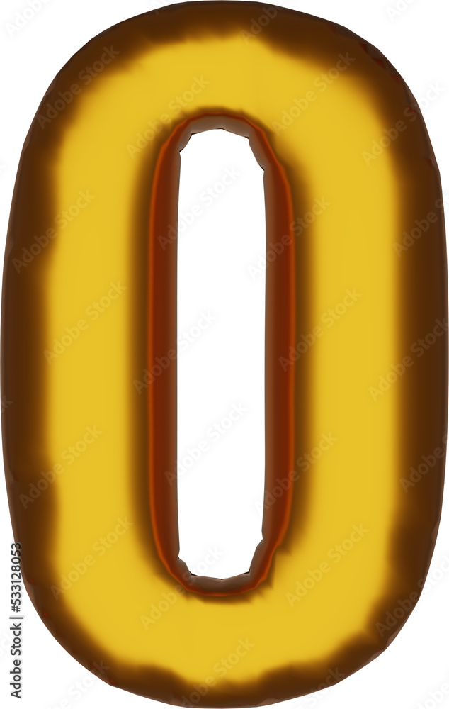 Balloon number 0 golden color 3d rendering transparent background Balloon number 0 golden color 3d rendering transparent background