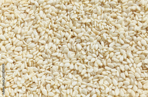 Close up picture of sesame seeds, selective focus.