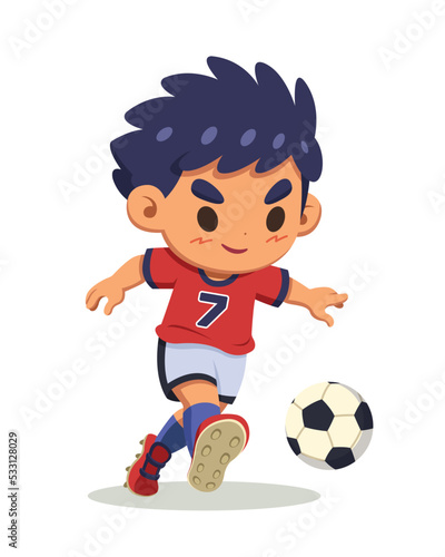 Cute style soccer player cartoon illustration