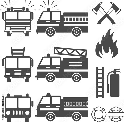 vector fire truck set