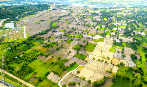 Ta Pa field after the rice harvest in the morning is beautiful. This place is the largest granary providing food in An Giang, Vietnam photo