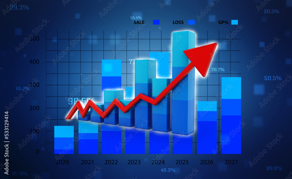 3d rendering business graph and documents. Stock market chart. Business graph background, Financial Background 3d rendering business graph and documents. Stock market chart. Business graph background, Financial Background