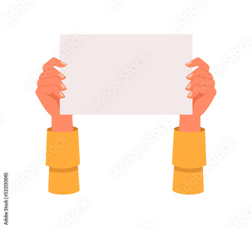 Empty protest placard with copy space, isolated demonstration or protest. Statement and opposition, expressing thoughts in public. Vector in flat cartoon style