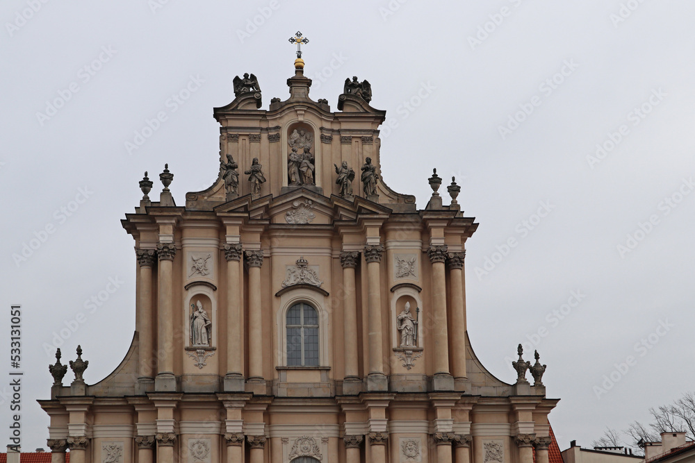 Warsaw, Poland - 11.26.2021: Visitants Catholic Church in Warsaw
