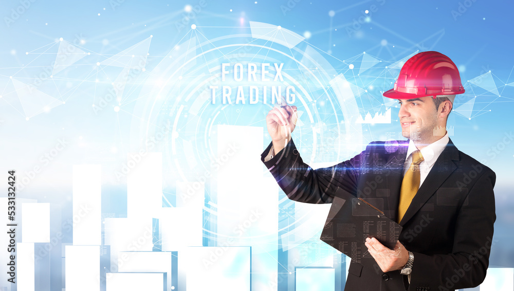 Handsome businessman with helmet drawing Handsome businessman with helmet drawing