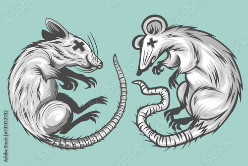 Set character illustration of dead rats
