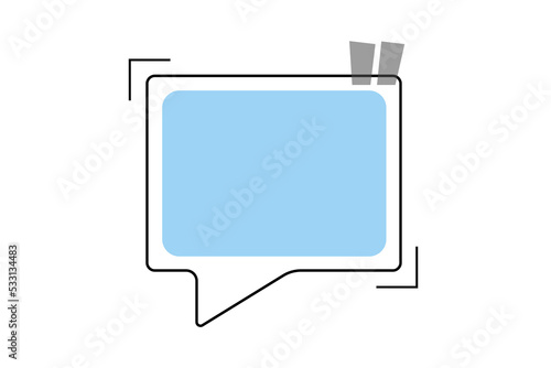 Blue Quote Bubbles,, Quote frames templates. Text in brackets, citation empty speech bubbles, Textbox isolated, PNG file.