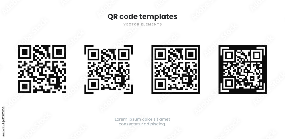 Scan QR code icon symbol sign. Digital scanning qr code template. QR ...