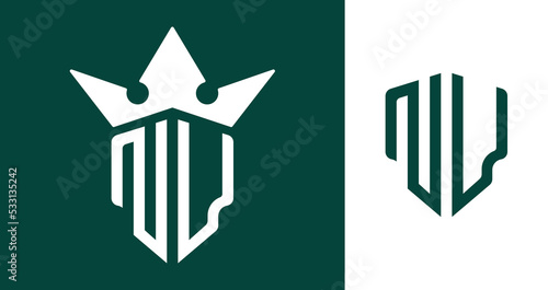 Creative Initial Letters NU Logo Designs.