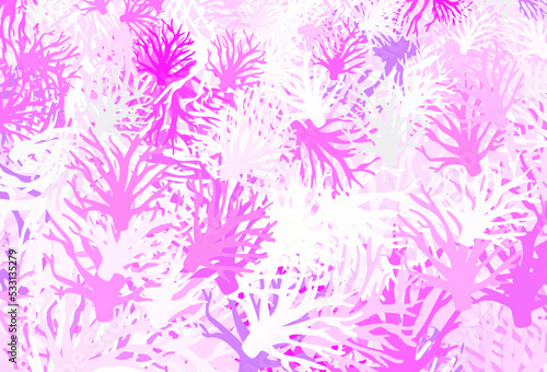 Light Pink vector doodle pattern with branches.