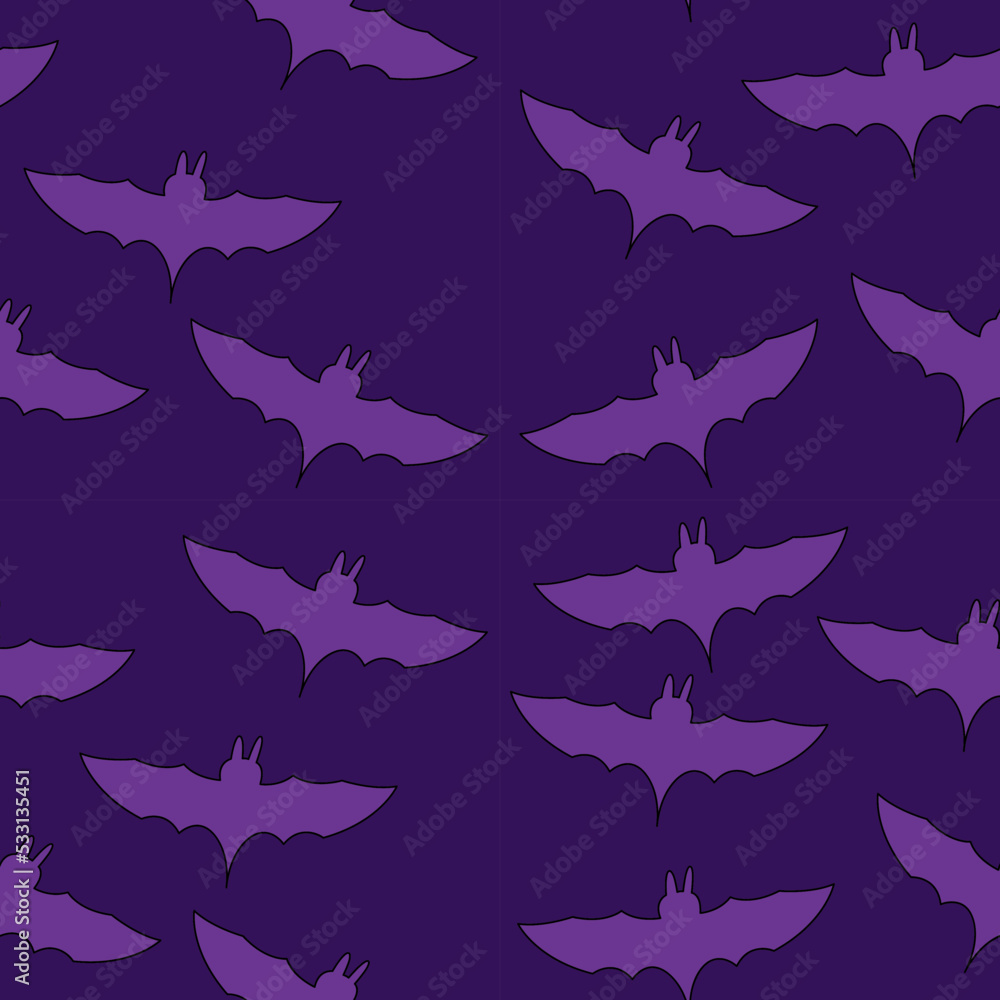 Obraz premium Halloween retro seamless pattern with bats. Psychedelic halloween seamless dark background.
