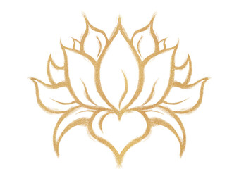 Foto auf Leinwand Mandala Digital drawing of a stylized lotus flower in golden glitter on a transparent background.  © Maria