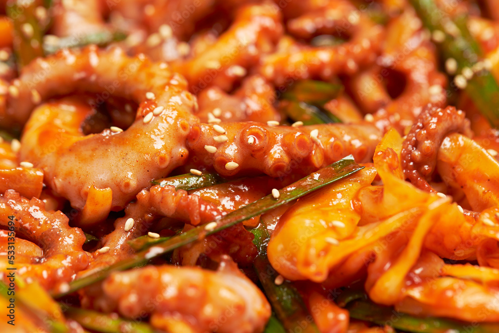 Spicy stir-fried octopus, Korean food Spicy stir-fried octopus, Korean food