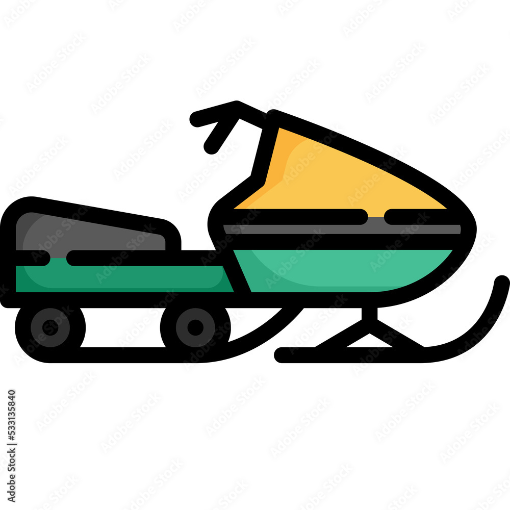 Snowmobile icon. Filled outline design. For presentation, graphic design. Snowmobile icon. Filled outline design. For presentation, graphic design.
