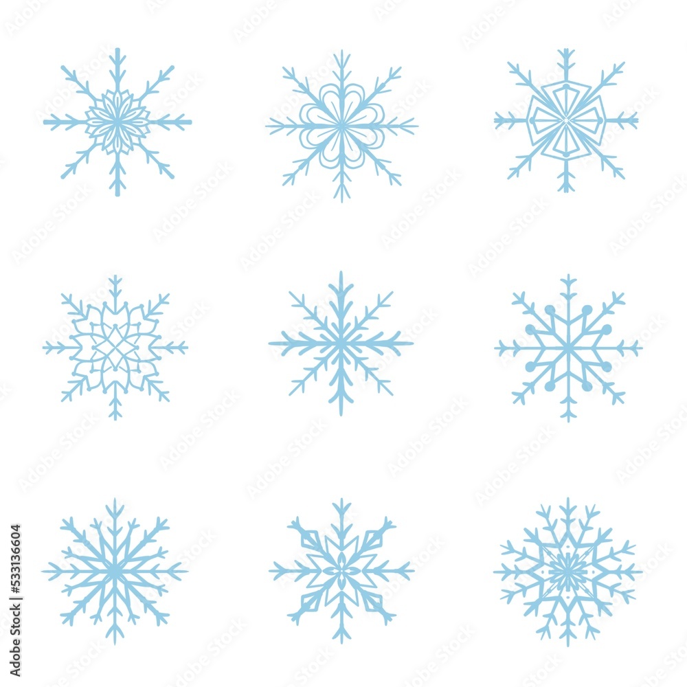 Snowflake icons set. Collection of different beautiful of snowflakes. Set of snowflakes. Illustration white background. Decoration of snowflakes. Snowflake icons set. Collection of different beautiful of snowflakes. Set of snowflakes. Illustration white background. Decoration of snowflakes.