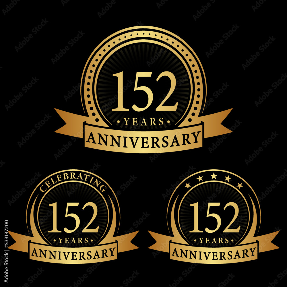 152 years anniversary logo collections. Set of 152nd Anniversary logotype template. Vector and illustration. 