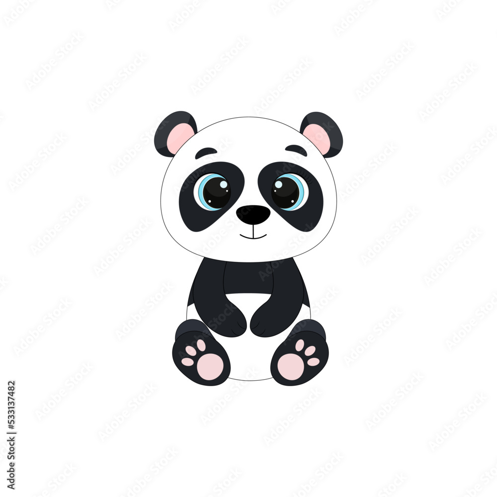 Fototapeta premium Cartoon character panda on a white background. Vector illustration for design and print