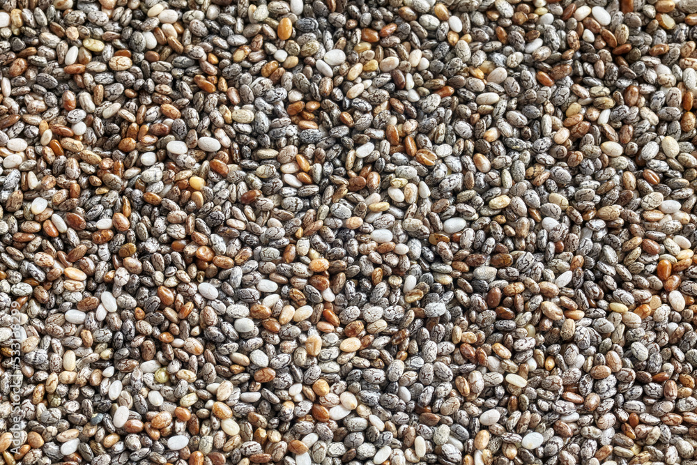 Close up picture of chia seeds.