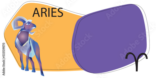 Aries zodiac sign. Horoscope. Illustration for social networks.