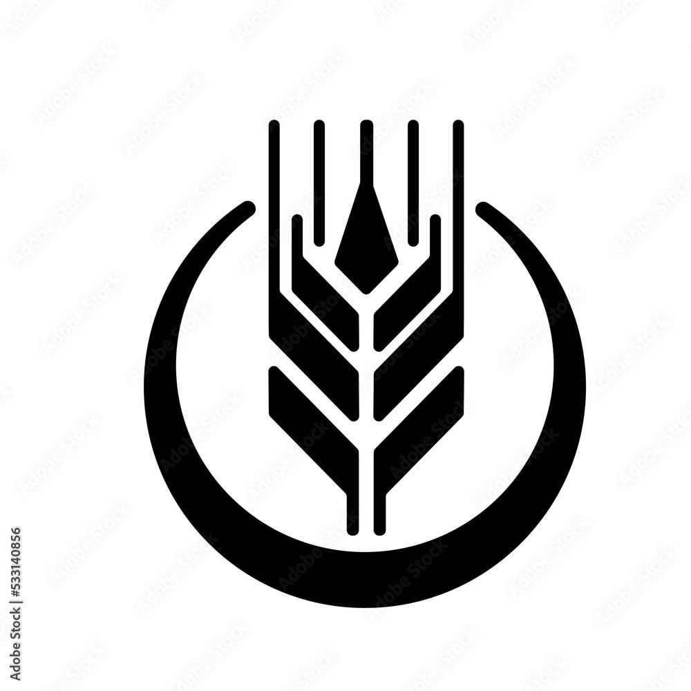 Wheat and grain frame icons. Line whole grain symbol illustration for