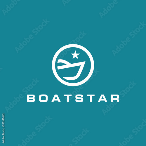 Cruise Ship with Star Symbol Logo Design