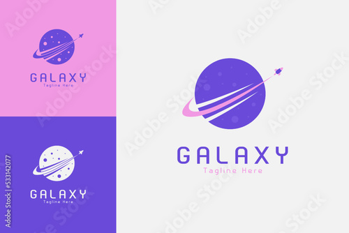 Creative galaxy and rocket logo template