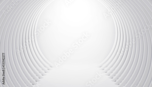 3D abstract white and gray color, modern design background with geometric round shape. 3D render illustration.