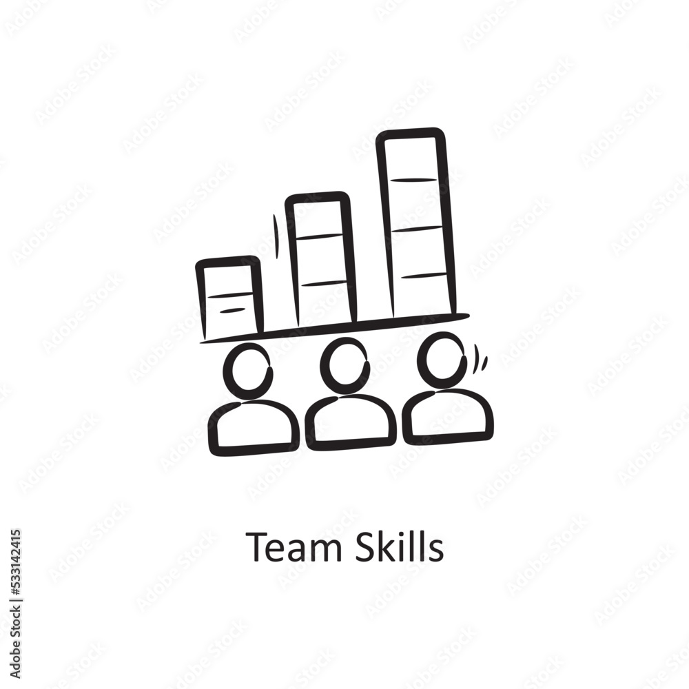 Team Skills Outline Icon Design illustration. Project Management Symbol on White background EPS 10 File