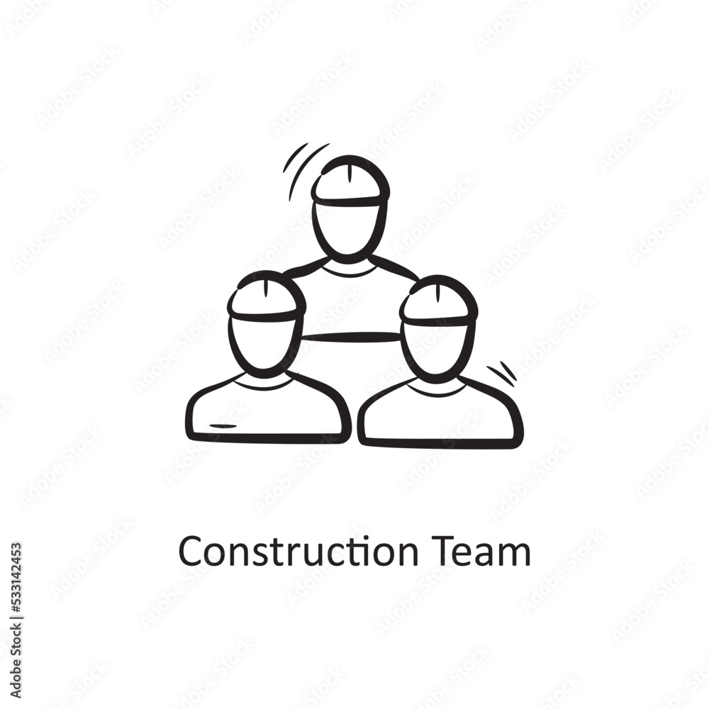 Construction Team Outline Icon Design illustration. Project Management Symbol on White background EPS 10 File Construction Team Outline Icon Design illustration. Project Management Symbol on White background EPS 10 File