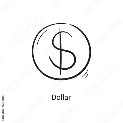 Dollar Outline Icon Design illustration. Project Management Symbol on White background EPS 10 File