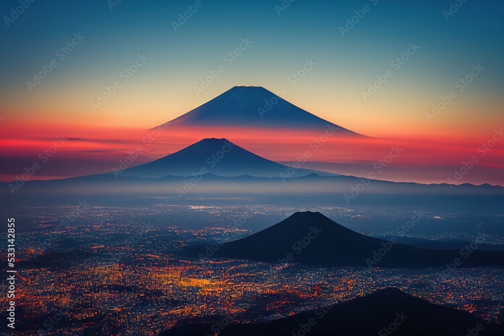 Aerial Landscape of Fuji Mountain