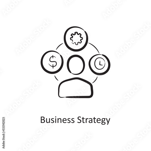 Business Strategy Outline Icon Design illustration. Project Management Symbol on White background EPS 10 File